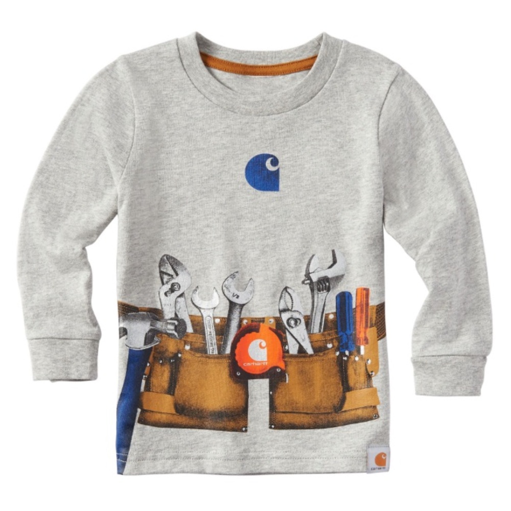 Carhartt Gray Long Sleeve Shirt with Blue Graphic